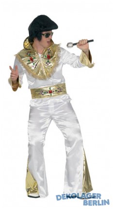 Elvis Kostm mit goldfarbenen Applikationen und Kragen