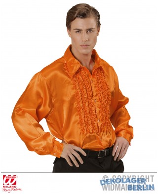 Disco Rschenhemd 70 er Jahre aus Satin in orange