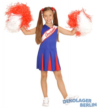 Kinderkostm Cheerleader in blau und rot