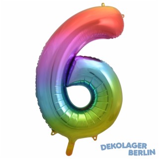 Folienballon Regenbogen als Zahlenballon 0 bis 9 - 86cm