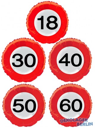 Folienballon Verkehrsschild Zahlen zum Geburtstag