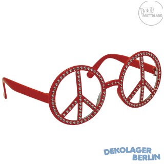 Hippie Peace Brille fr die 70er Jahre Party rot