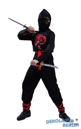 Schwarzer Ninja Samurai Kostm fr Kinder