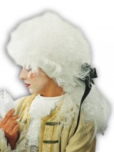 Weisse Rokoko Mozartperücke mit schwarzem Haarband-Dekolager Berlin