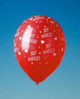 Luftballons mit Druck Just Married rot, 5 St. Ø 30 cm-Dekolager Berlin