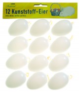 12 Kunststoff Ostereier weiß 40 mm-Dekolager Berlin