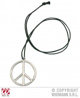 Hippie Halskette mit Peace Zeichen aus Metall