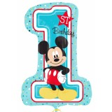 Folienballon Mickey Maus als Zahl 1 zum Geburtstag 71cm