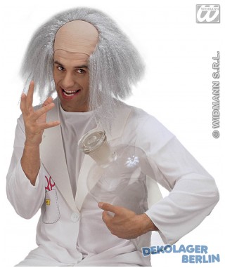 Professor Einstein Party Perücke mit Glatze und grauem Haar