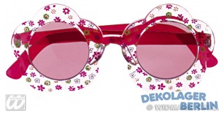 Flower Power Hippie Sonnenbrille mit Blümchen rot