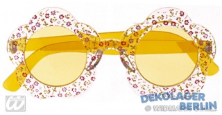 Flower Power Hippie Sonnenbrille mit Blümchen gelb