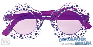 Flower Power Hippie Sonnenbrille mit Blümchen lila bzw. violett
