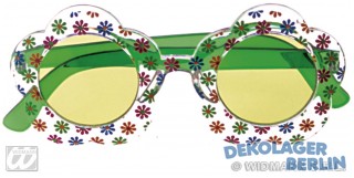 Flower Power Hippie Sonnenbrille mit Blümchen grün