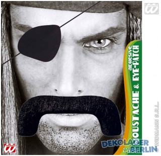 Piraten Schnurrbart und Augenklappe