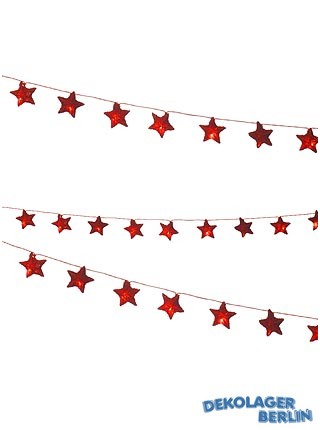 Lichterkette 10 Sterne aus Sisal in rot
