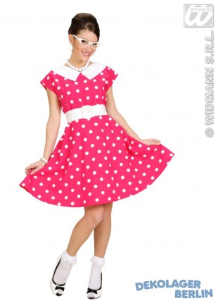 50er Jahre Kleid mit Petticoat in Pink