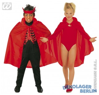 Umhang für Teufel Kostüm mit Kragen 90 cm rot