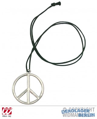 Hippie Halskette mit Peace Zeichen aus Metall