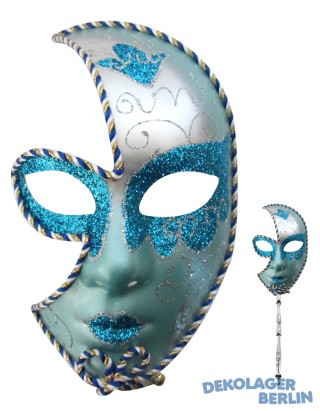 Venezianische Halbmaske am Stab Stabmaske zum Karneval in Venedig