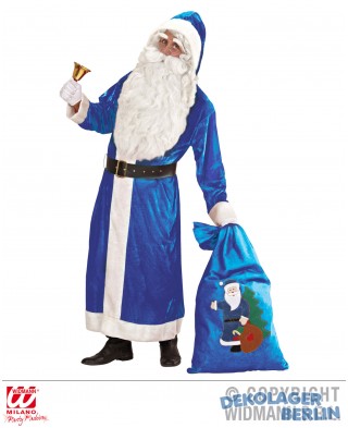 Blaues Santa Claus Kostüm Weihnachtsmann Mantel in L/XL