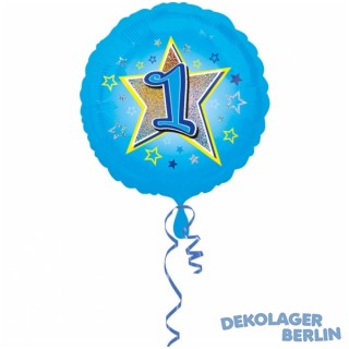 Folienballons Zahlenballons blue stars 1 bis 9