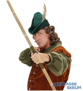Grüne Samtmütze mit Feder für Robin Hood