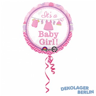 Folienballon Baby Shower rosa It's A Girl 43cm