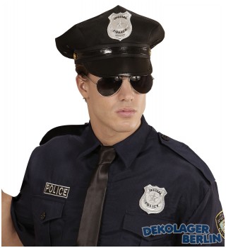Polizisten Kostüm Set Hut Brille und Dienstmarke