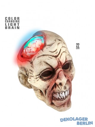 Kopf eines Zombie mit offenem leuchtenden Gehirn