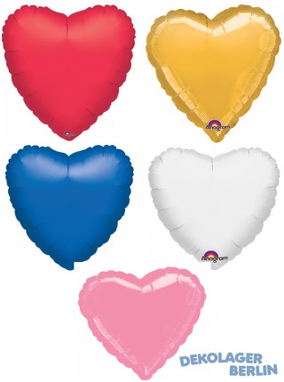 Folienballon Herzballon als Herz 43cm in vielen Farben