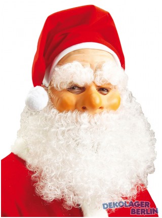 Weihnachtsmann Maske mit Bart und Mütze