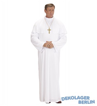 Papst Kostüm mit Überwurf und Kopfbedeckung