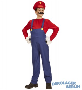 Kinderkostüm blauer Handwerker Overall für Mario