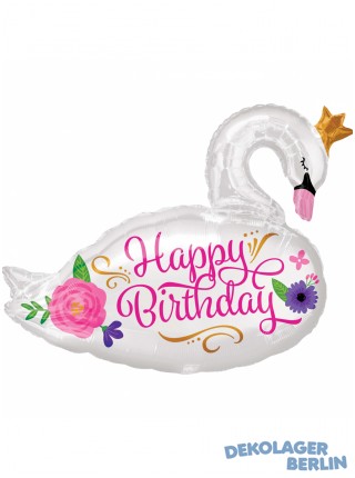 Folienballon Happy Birthday als schöner Schwan
