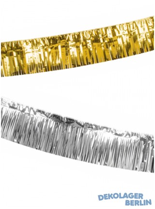 Fransengirlande 10 Meter mit Fransen in gold oder Silber