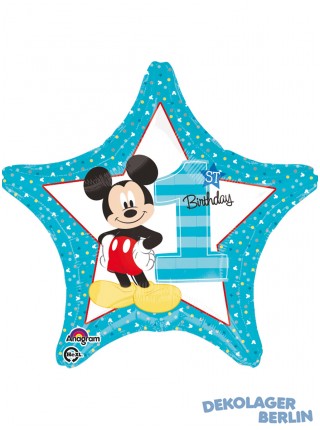 Folienballon Stern Mickey Mouse 1. Geburtstag