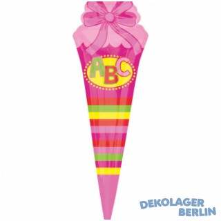 Folienballon Schultüte ABC Schulanfang in pink