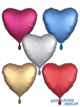 Satin Folienballon Herzballon als Herz 43cm diverse Farben