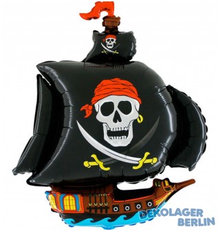 Folienballon als Piratenschiff in schwarz 90cm