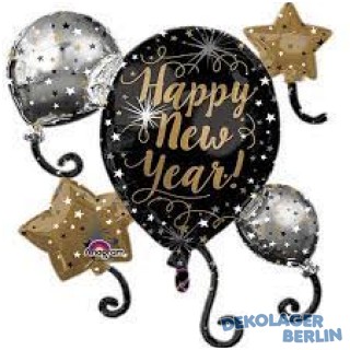 Folienballon Happy New Year Multiballon