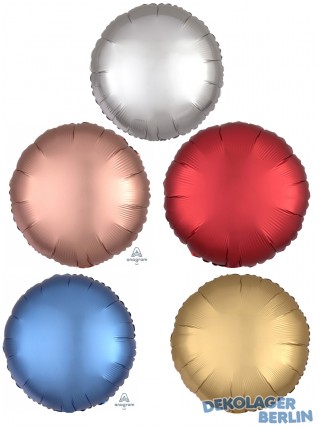Satin Folienballon als Kreis 43cm diverse Farben