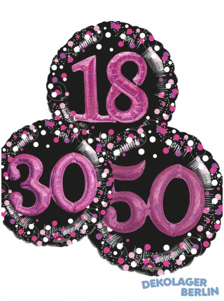 3 D Riesen Zahlen Folienballon Geburtstag pink