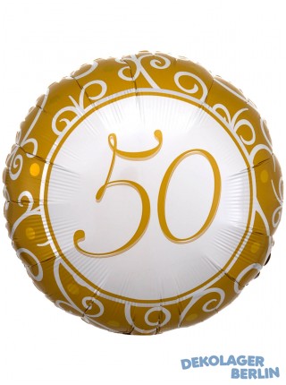 Folienballon Zahlenballon 50 gold zum Jubiläum Geburtstag Hochzeit