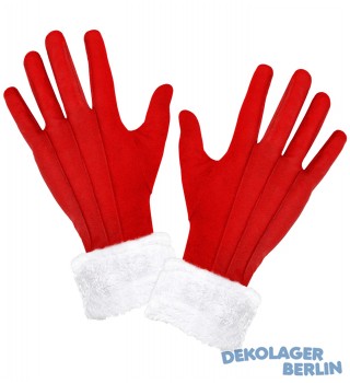 Rote Handschuhe mit Plüschrand in weiss für den Weihnachtsmann
