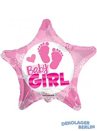 Folienballon Stern Baby Shower pink It's A Girl