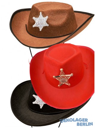 Kinder Hut für Sheriff oder Cowboy in drei Farben