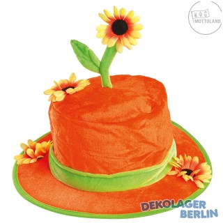 Hut mit Sonnenblumen in zwei Farben