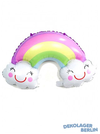 Folienballon Regenbogen mit lächelnden Wolken 90 cm