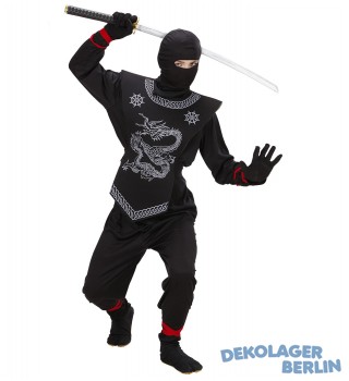 Black Ninja Samurai Kostüm für Kinder