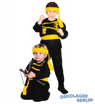 Ninja Kostüm für Kleinkinder mit gelben Applikationen